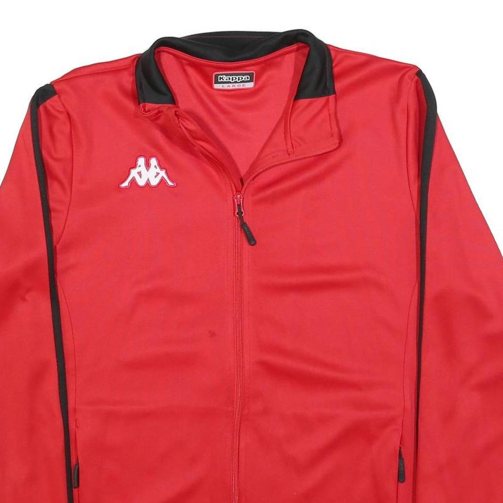 KAPPA Mens Red & Black Track Jacket L Polyester Zip Sportswear Activewear