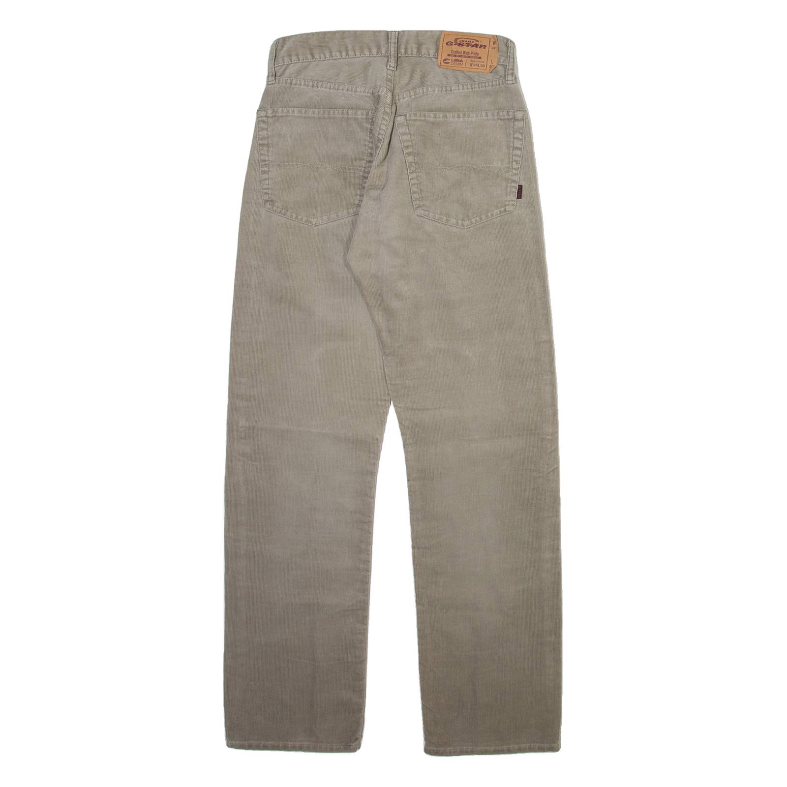 G-STAR Mens Corduroy Trousers Beige Regular Straight W26 L29