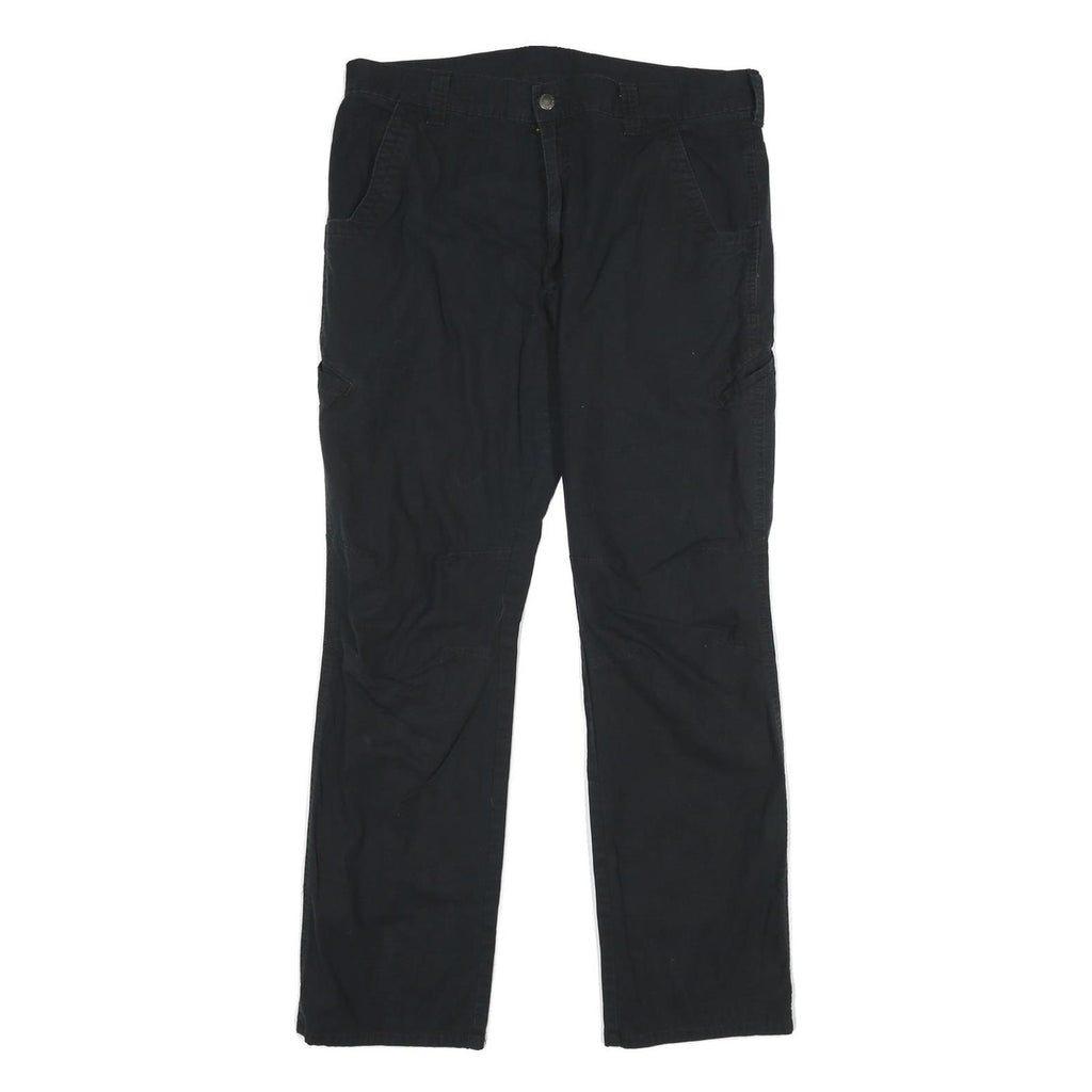 DICKIES Mens Regular Black Cotton Blend Workwear Trousers W34 L32 Zip Closure