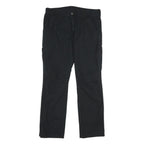 DICKIES Mens Regular Black Cotton Blend Workwear Trousers W34 L32 Zip Closure