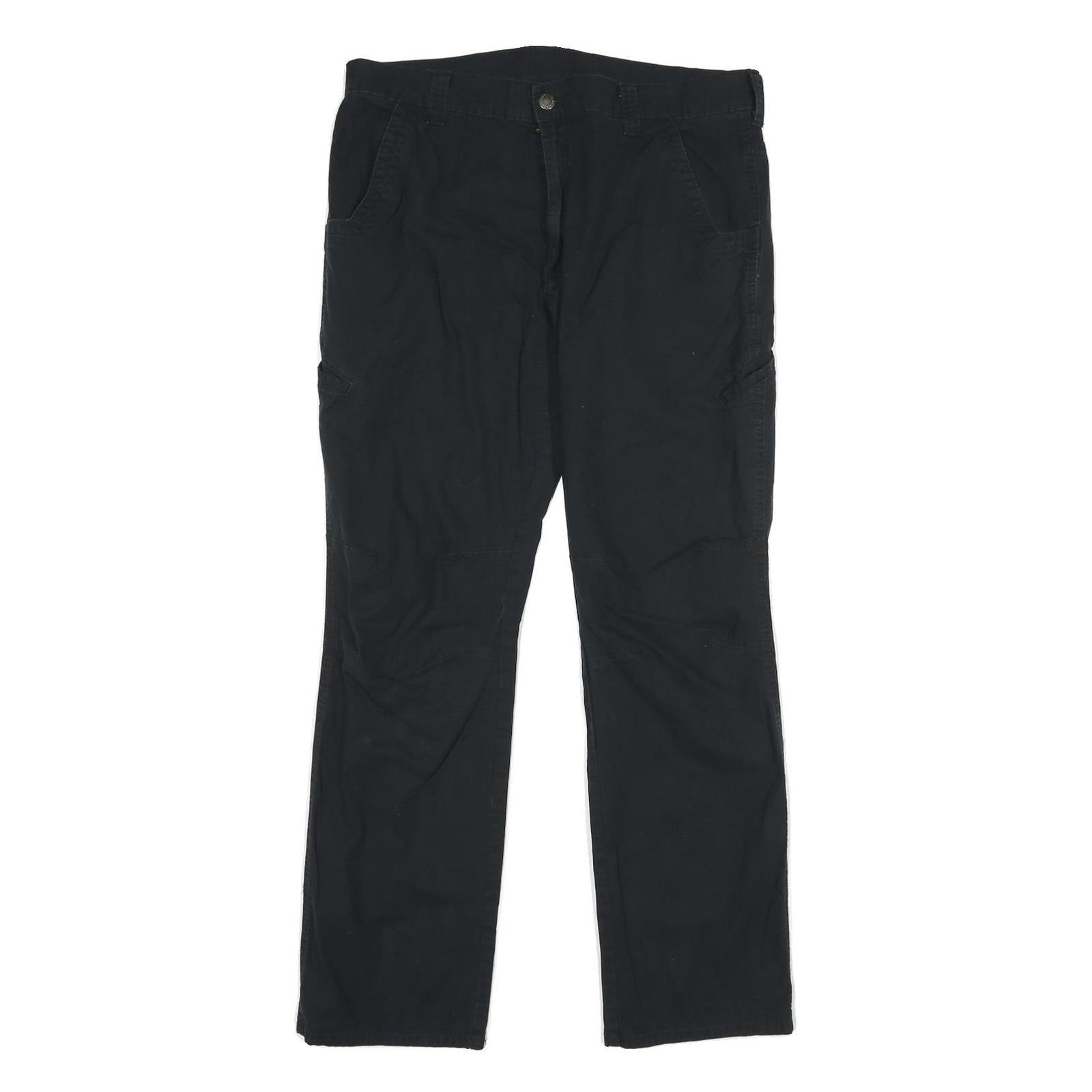 DICKIES Mens Regular Black Cotton Blend Workwear Trousers W34 L32 Zip Closure