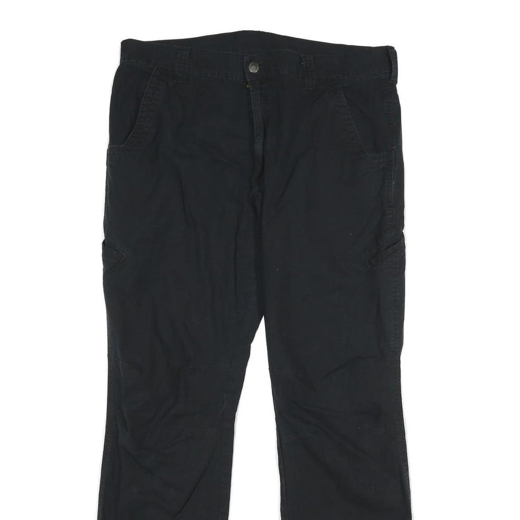 DICKIES Mens Regular Black Cotton Blend Workwear Trousers W34 L32 Zip Closure