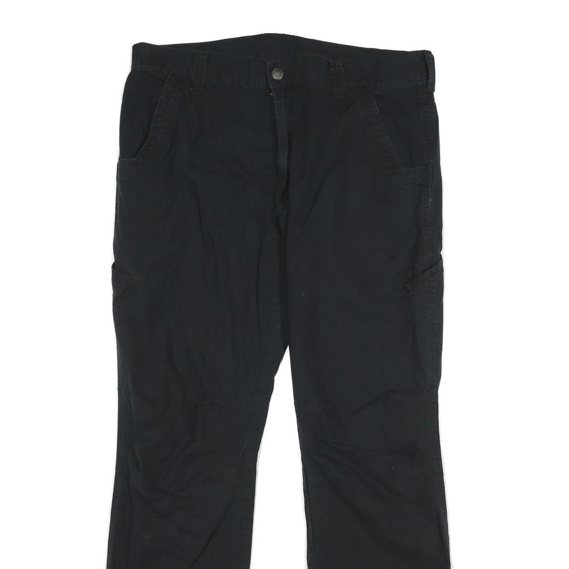 DICKIES Mens Regular Black Cotton Blend Workwear Trousers W34 L32 Zip Closure