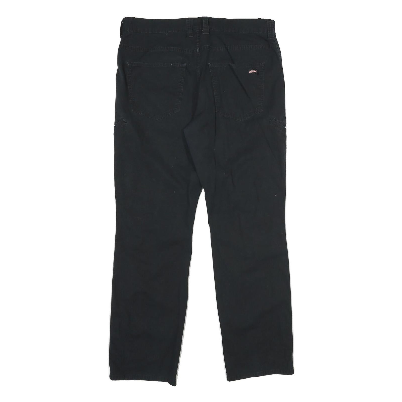 DICKIES Mens Regular Black Cotton Blend Workwear Trousers W34 L32 Zip Closure