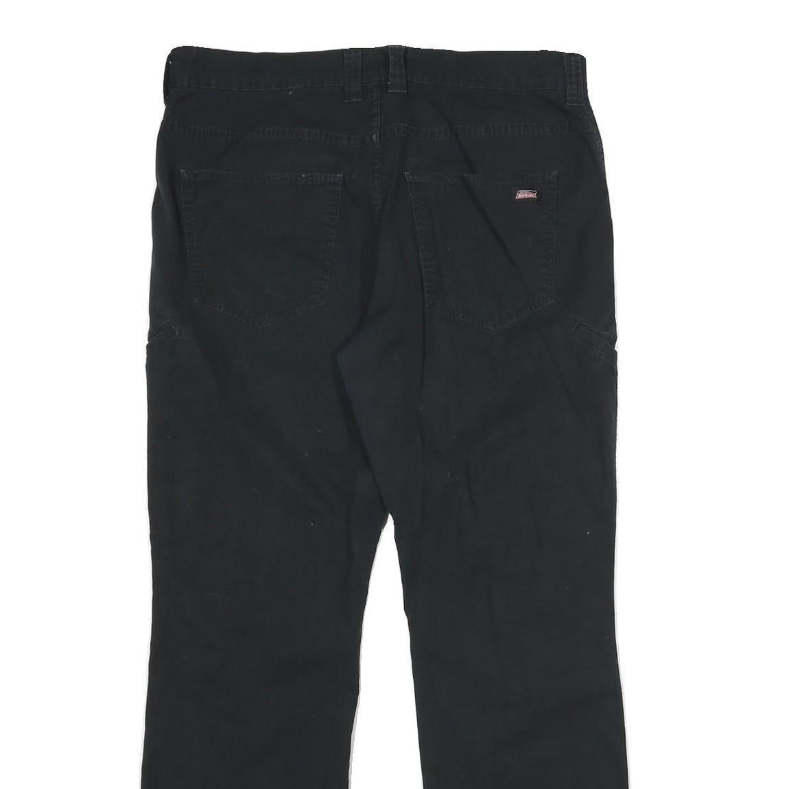 DICKIES Mens Regular Black Cotton Blend Workwear Trousers W34 L32 Zip Closure