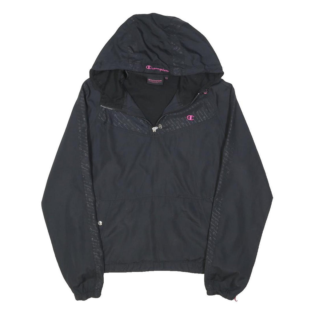 CHAMPION Womens Black Zip Hooded Jacket UK 10 Polyester Blend Track Sports