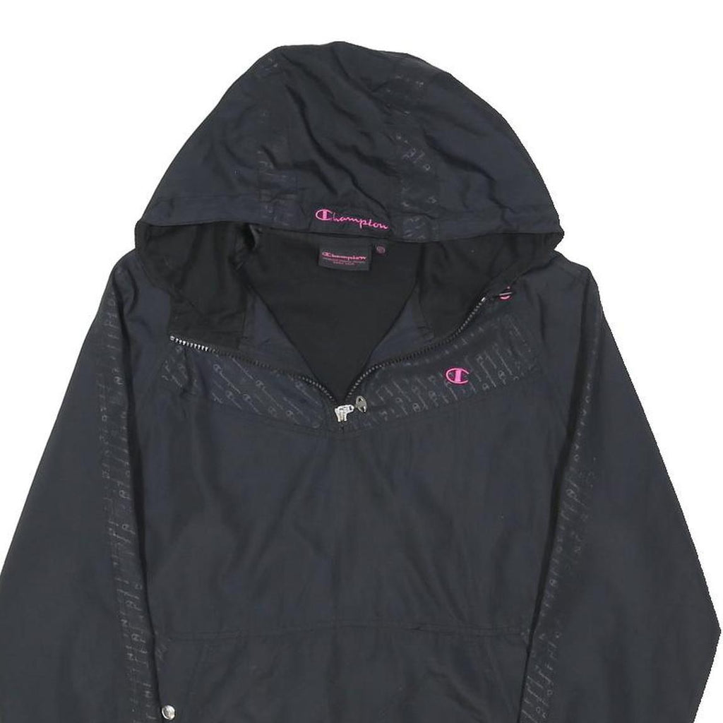 CHAMPION Womens Black Zip Hooded Jacket UK 10 Polyester Blend Track Sports