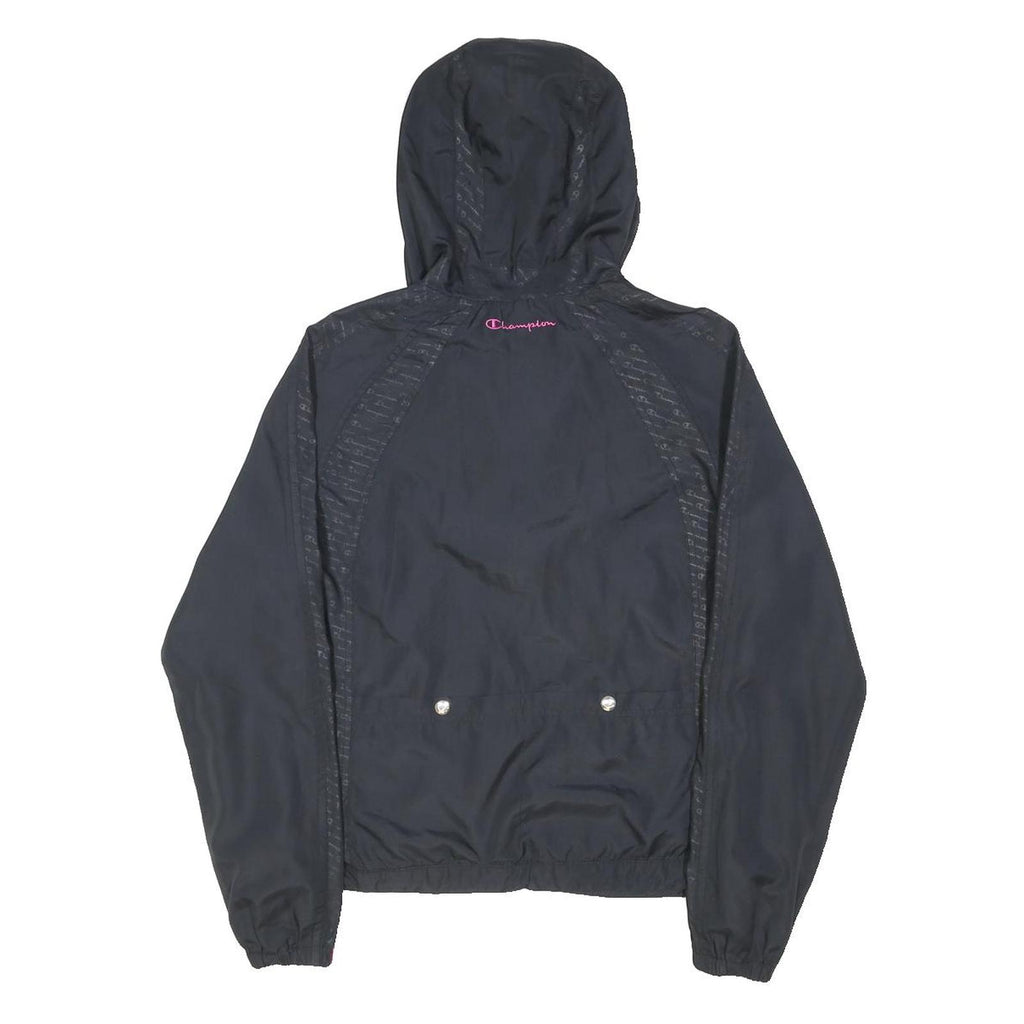 CHAMPION Womens Black Zip Hooded Jacket UK 10 Polyester Blend Track Sports