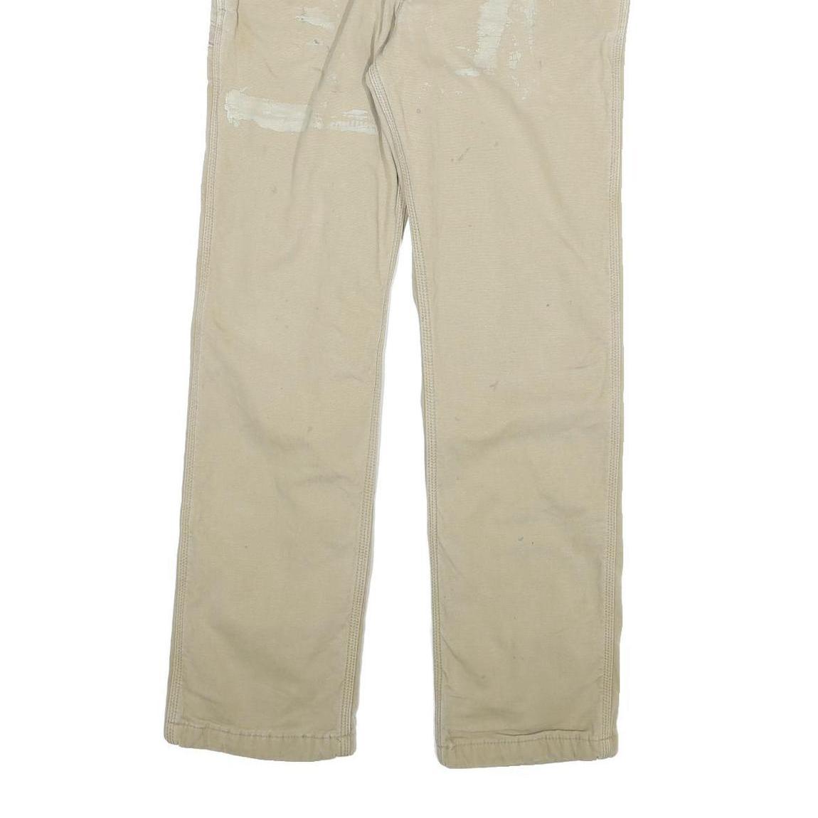 CARHARTT Mens Jeans Beige Relaxed Straight Cotton Blend W32 L30 Workwear Zip
