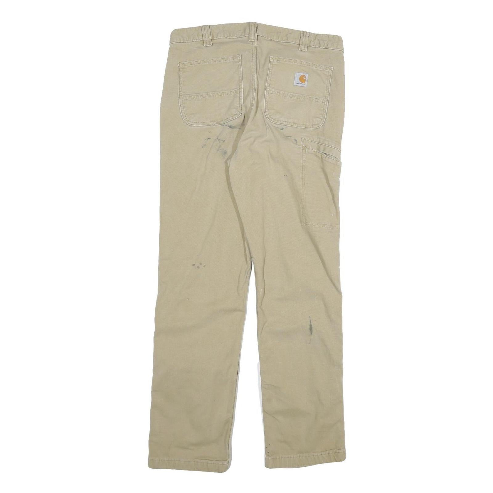 CARHARTT Mens Jeans Beige Relaxed Straight Cotton Blend W32 L30 Workwear Zip