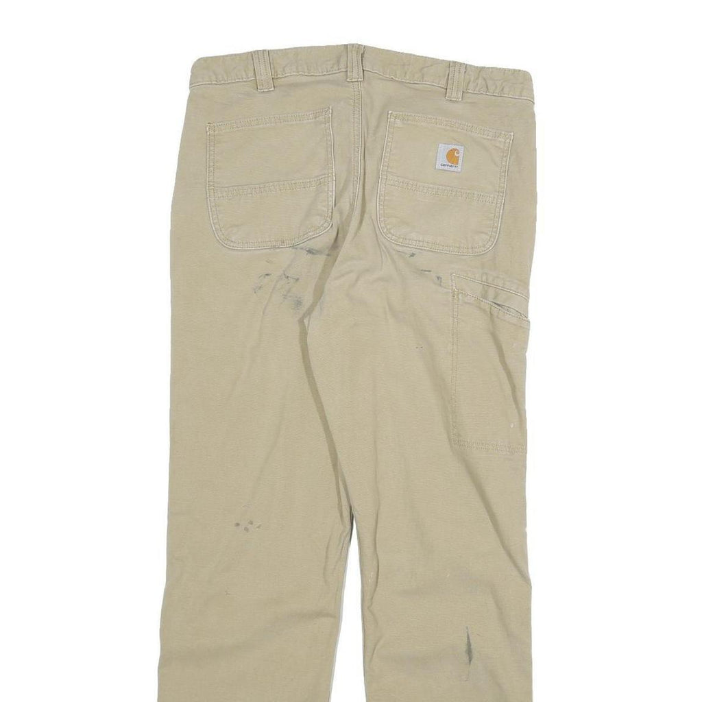 CARHARTT Mens Jeans Beige Relaxed Straight Cotton Blend W32 L30 Workwear Zip