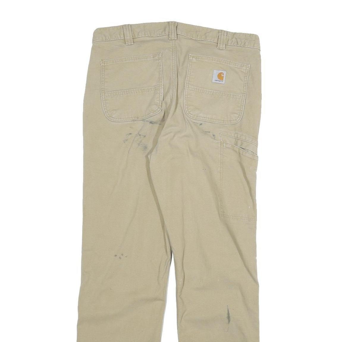 CARHARTT Mens Jeans Beige Relaxed Straight Cotton Blend W32 L30 Workwear Zip