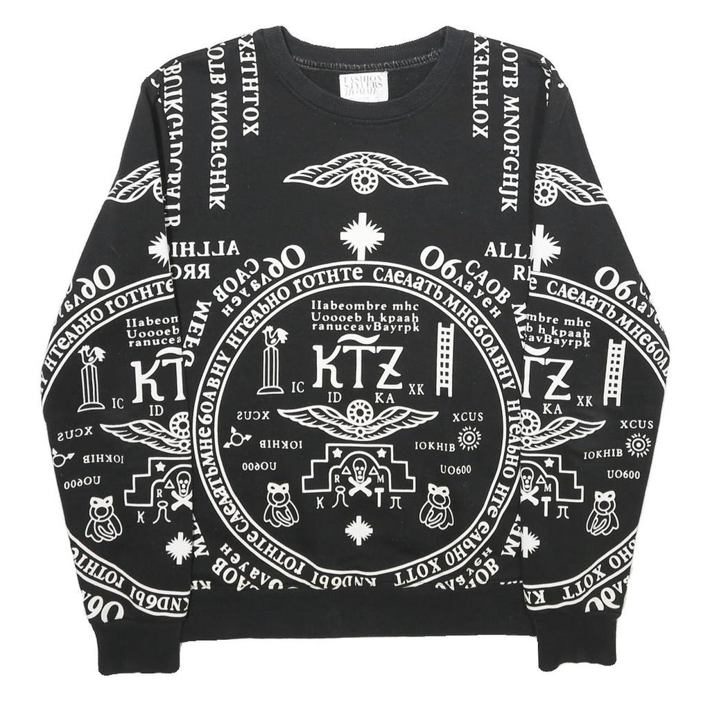 FASHION STYLERS HOMME Mens Black Sweatshirt S Graphic Print Cotton Pullover