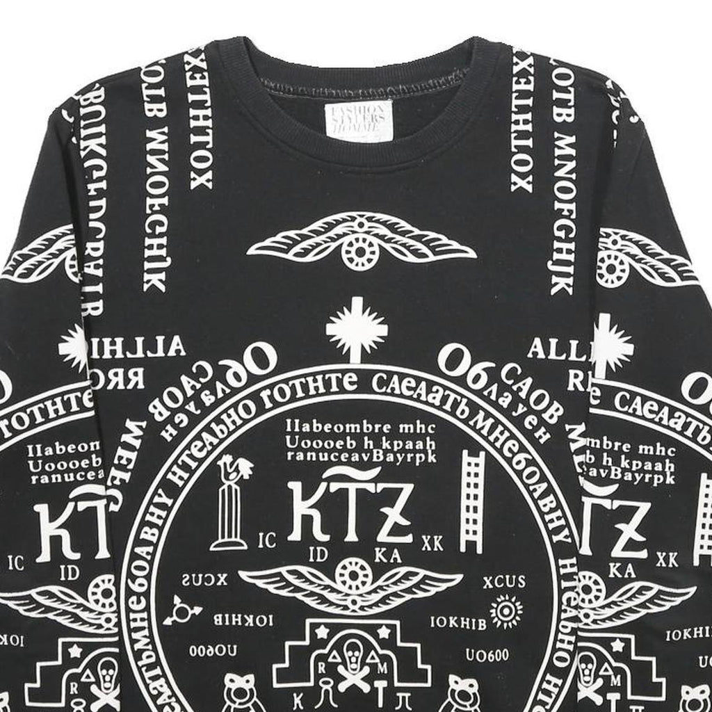 FASHION STYLERS HOMME Mens Black Sweatshirt S Graphic Print Cotton Pullover