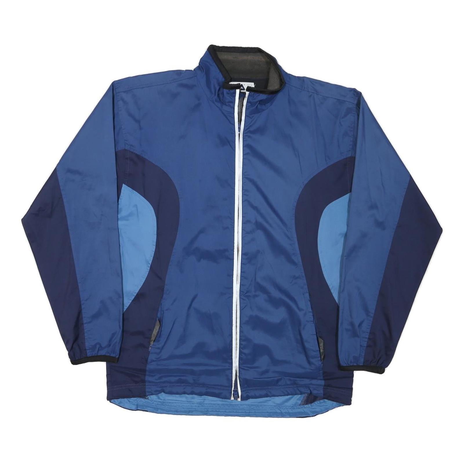 FILA Mens Blue & Navy Colourblock Jacket M Polyester Casual Zip Lightweight