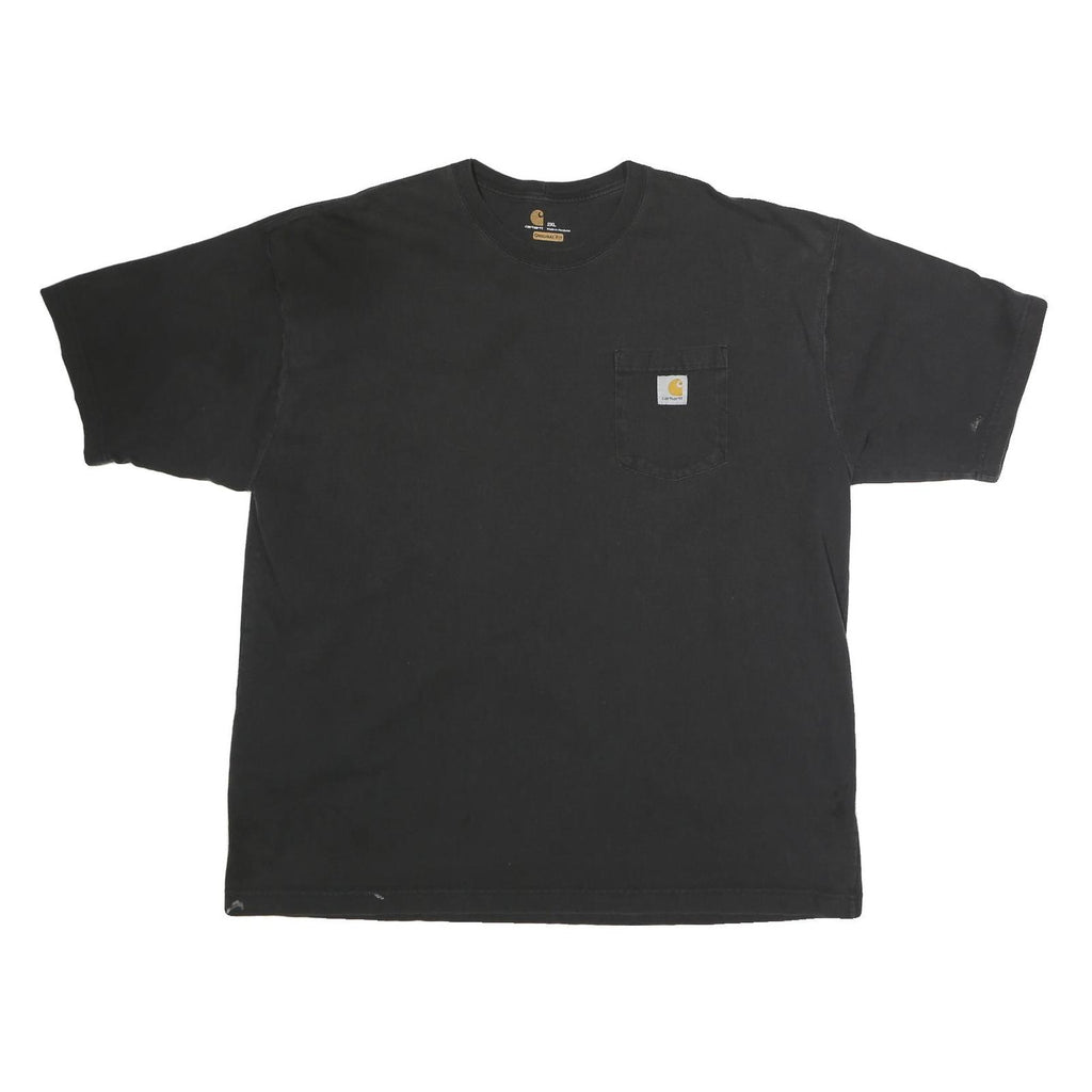 CARHARTT Mens Black Pocket T-Shirt 2XL Short Sleeve Crew Neck Cotton Casual