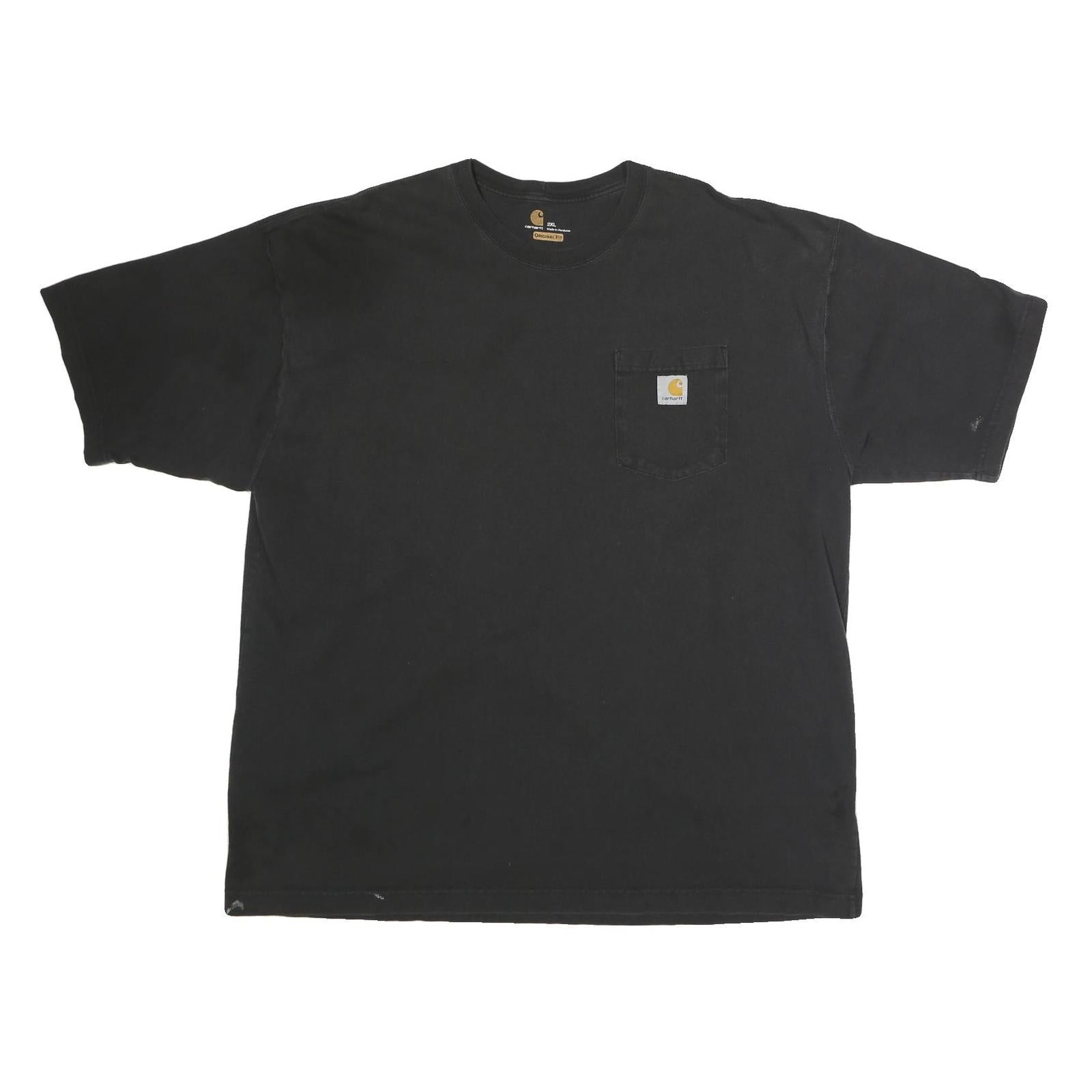 CARHARTT Mens Black Pocket T-Shirt 2XL Short Sleeve Crew Neck Cotton Casual