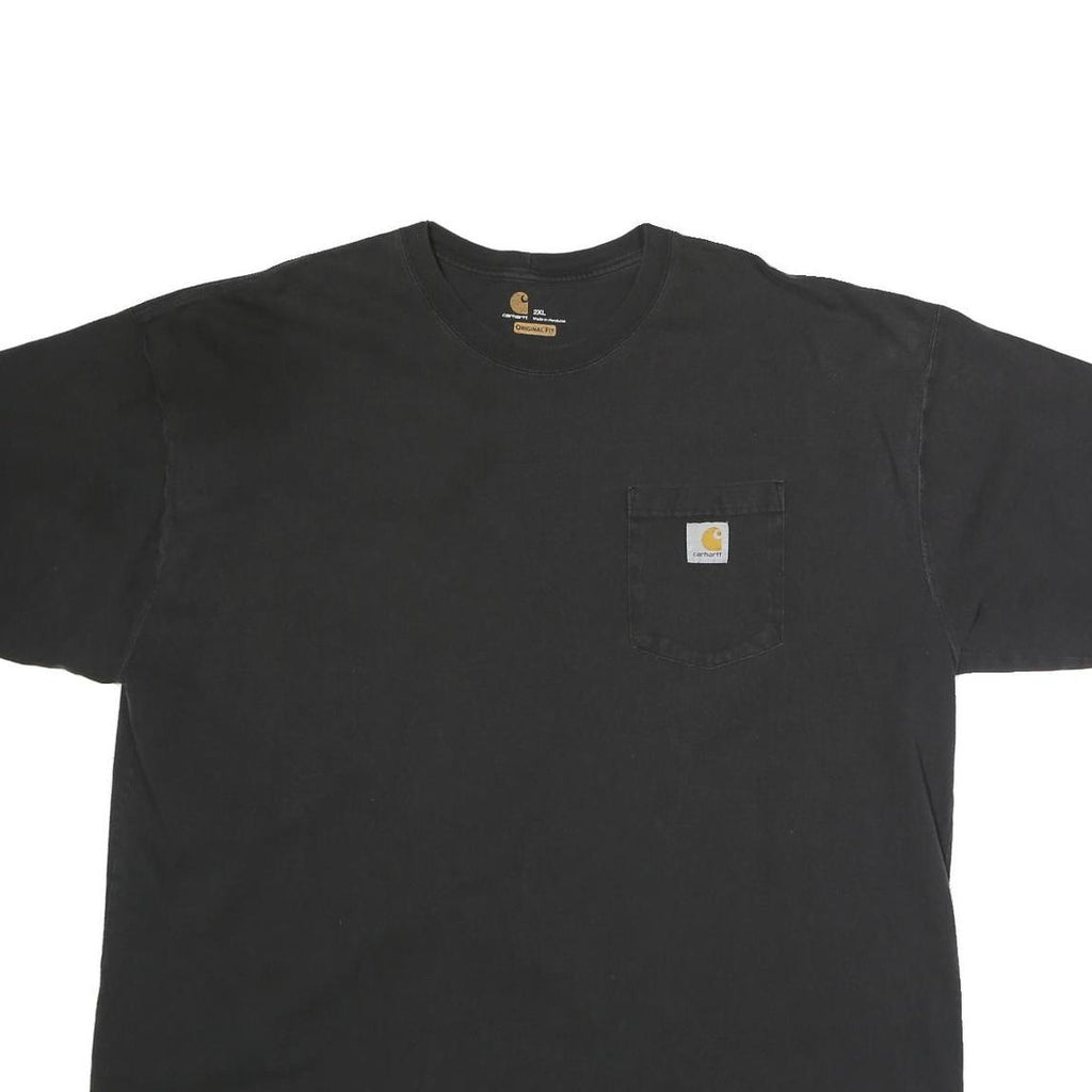CARHARTT Mens Black Pocket T-Shirt 2XL Short Sleeve Crew Neck Cotton Casual