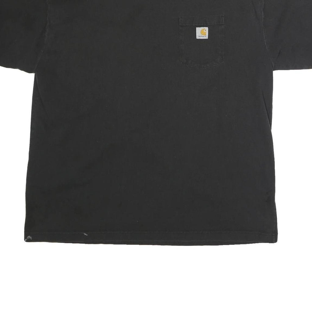 CARHARTT Mens Black Pocket T-Shirt 2XL Short Sleeve Crew Neck Cotton Casual