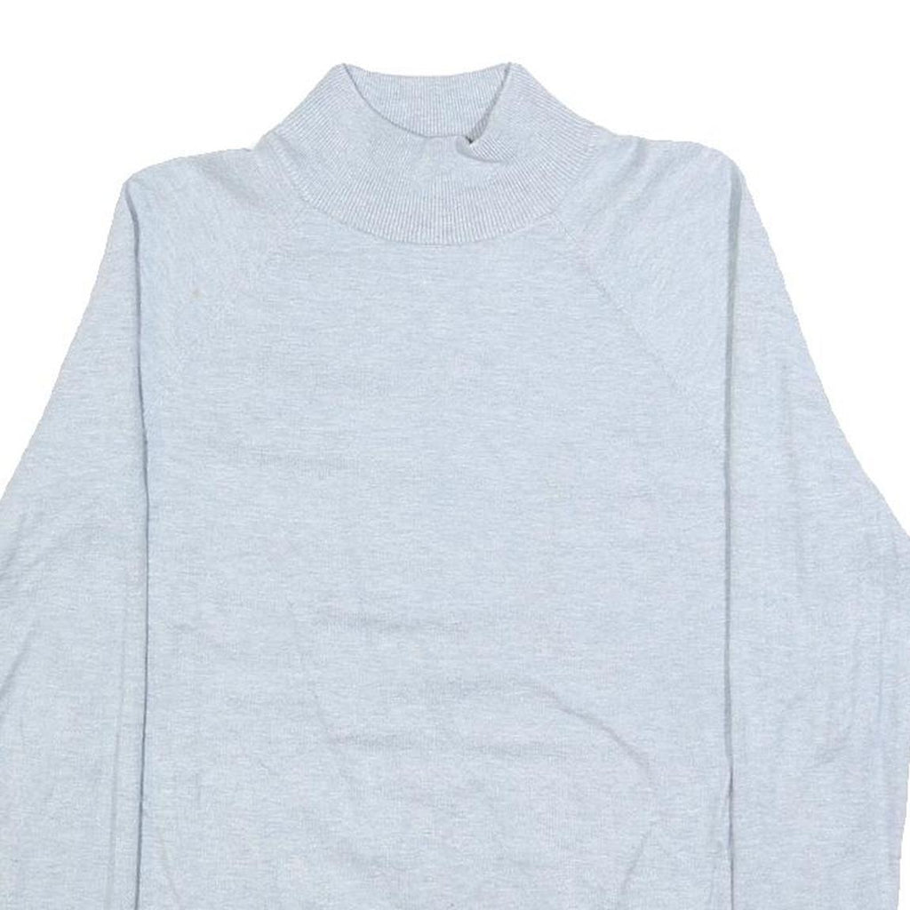 CALVIN KLEIN Womens Light Grey Plain Pullover Roll Neck Basic Knit Jumper S