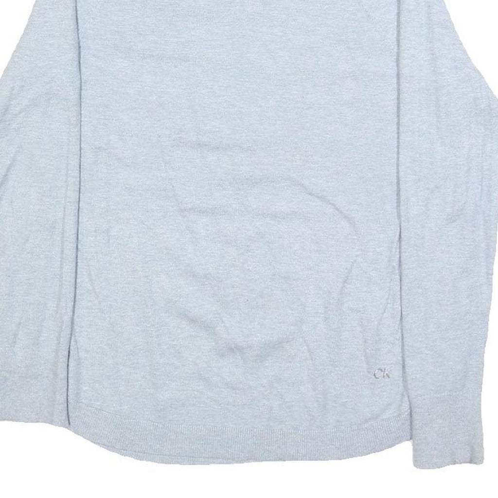 CALVIN KLEIN Womens Light Grey Plain Pullover Roll Neck Basic Knit Jumper S