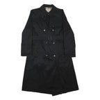 BURBERRY Womens Black Coach Coat M Polyester Blend Tailored Button Down Long