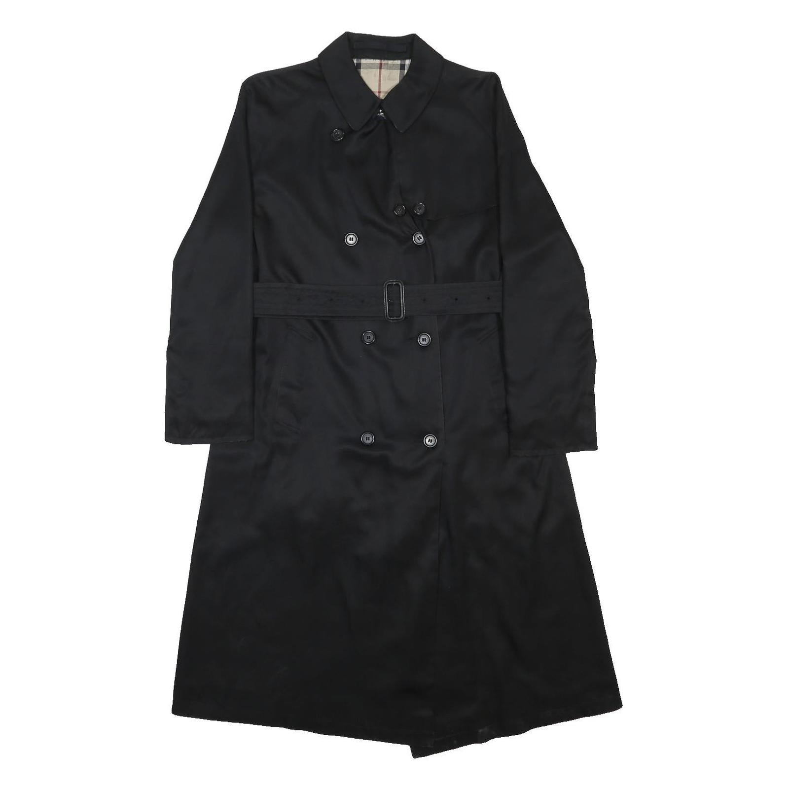 BURBERRY Womens Black Coach Coat M Polyester Blend Tailored Button Down Long