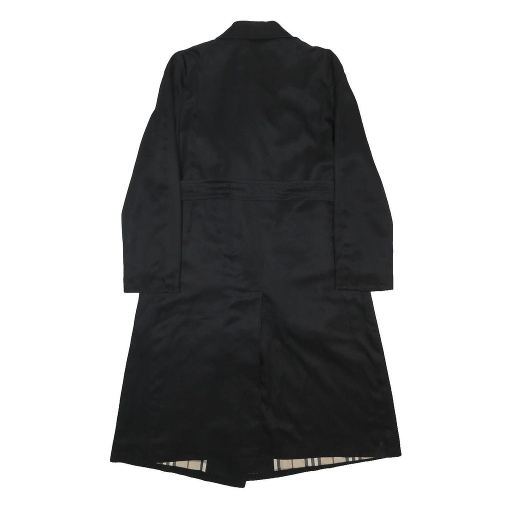 BURBERRY Womens Black Coach Coat M Polyester Blend Tailored Button Down Long