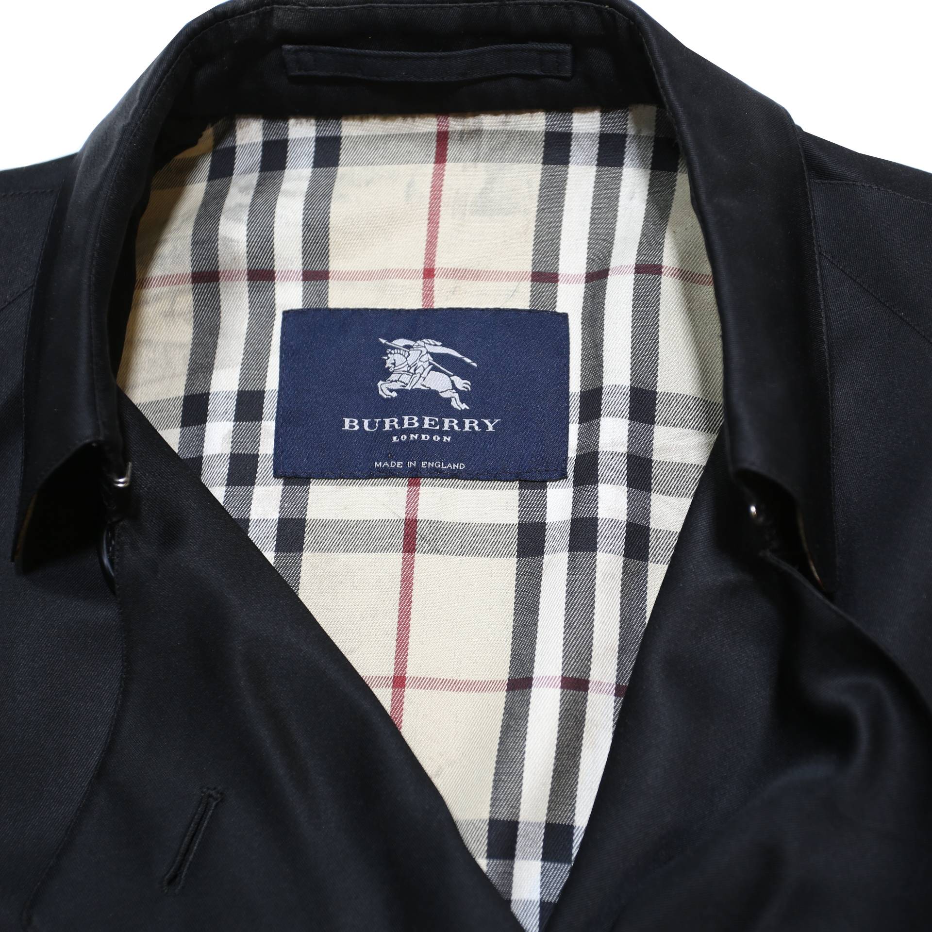 BURBERRY Womens Black Coach Coat M Polyester Blend Tailored Button Down Long