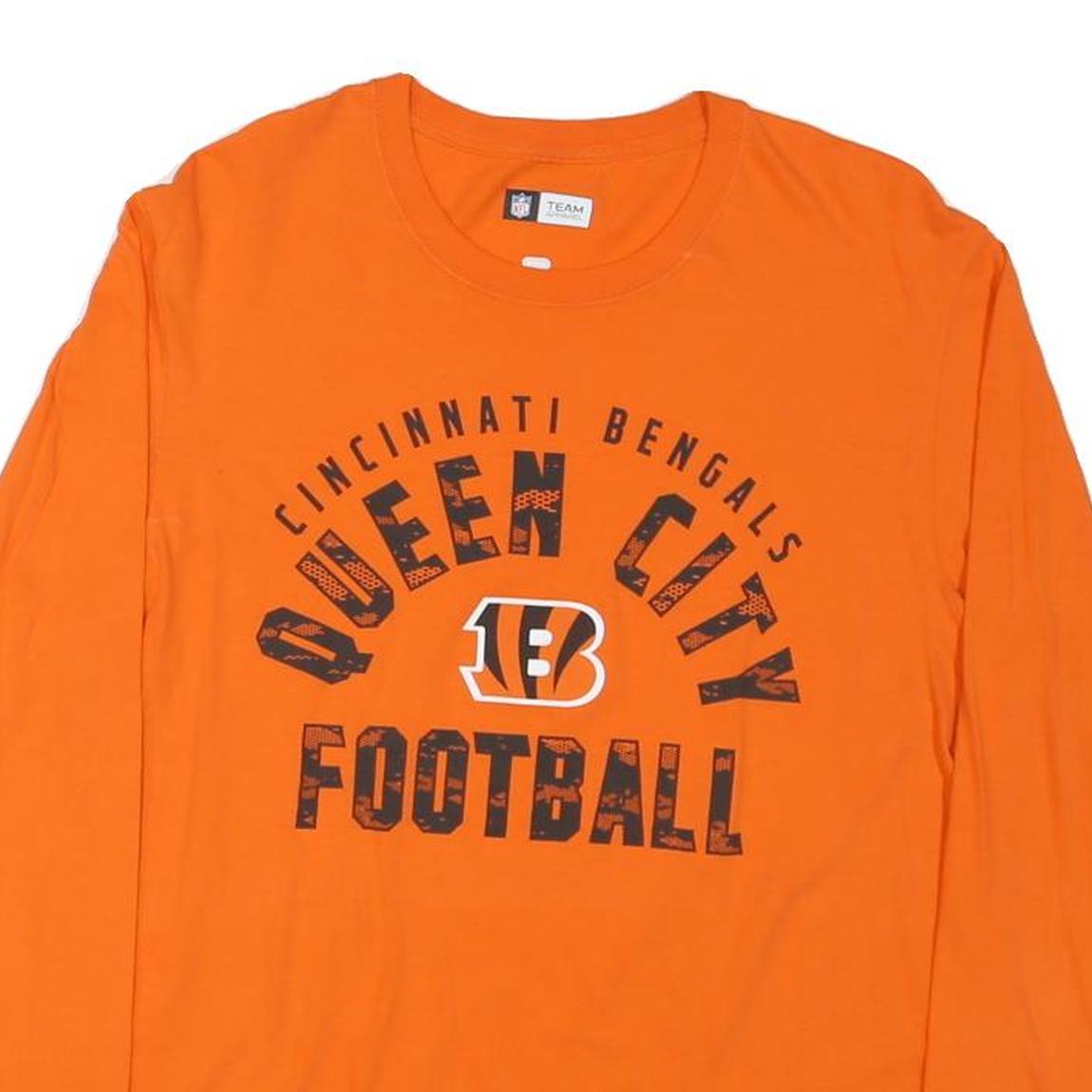 NFL Mens Orange Cincinnati Bengals Queen City Football Long Sleeve Crew Neck