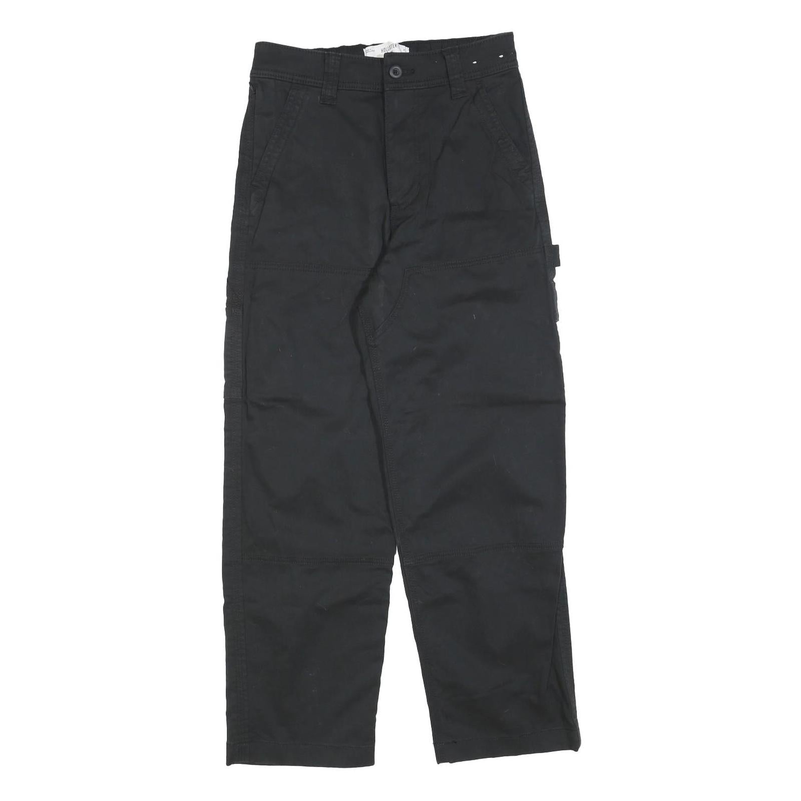 HOLLISTER Womens Black Relaxed Cargo Trousers W28 L28 Cotton Blend Zip