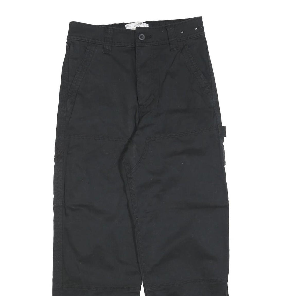 HOLLISTER Womens Black Relaxed Cargo Trousers W28 L28 Cotton Blend Zip