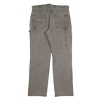 DICKIES Mens Cotton Blend Grey Relaxed Straight Trousers W36 L31 Workwear Zip