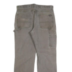 DICKIES Mens Cotton Blend Grey Relaxed Straight Trousers W36 L31 Workwear Zip