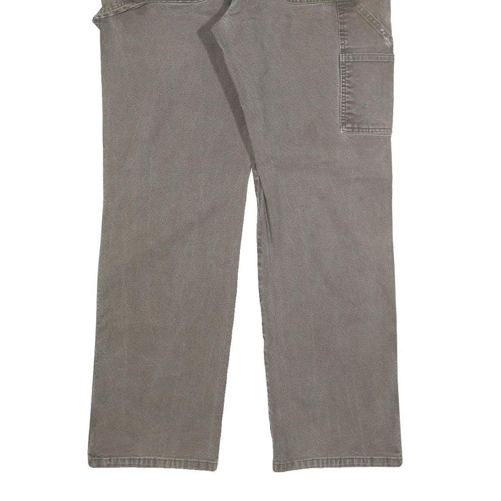 DICKIES Mens Cotton Blend Grey Relaxed Straight Trousers W36 L31 Workwear Zip