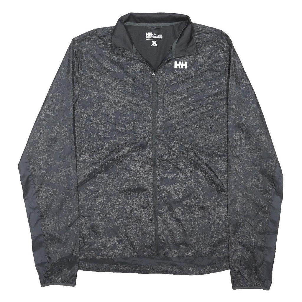 HELLY HANSEN Mens Black Zip Jacket L Nylon Lightweight Reflective Outdoor