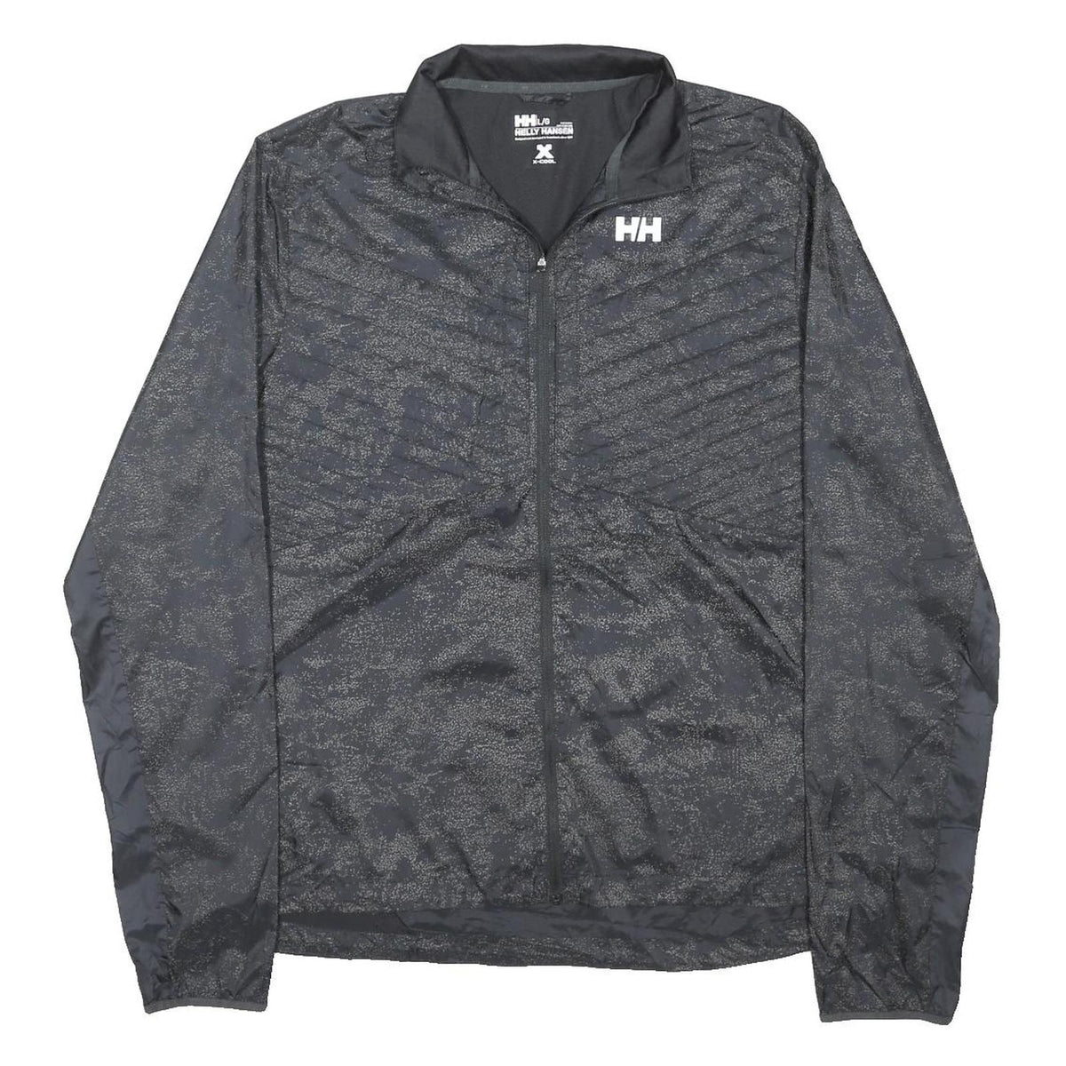 HELLY HANSEN Mens Black Zip Jacket L Nylon Lightweight Reflective Outdoor