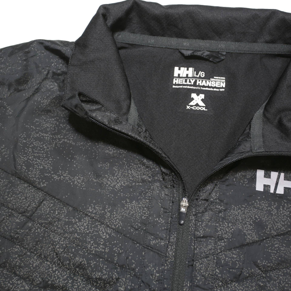 HELLY HANSEN Mens Black Zip Jacket L Nylon Lightweight Reflective Outdoor