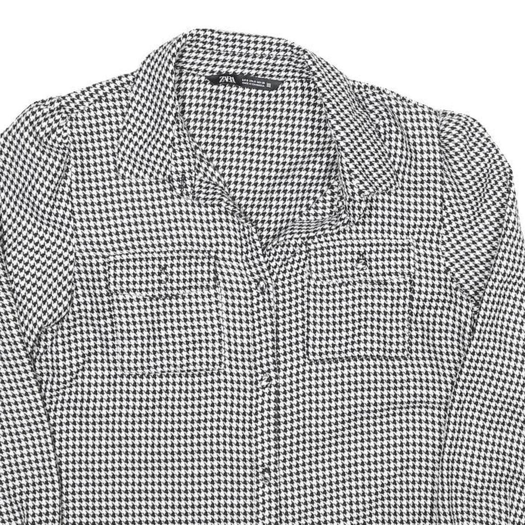 ZARA Womens Black & White Printed Shirt Long Sleeve Collared S Houndstooth