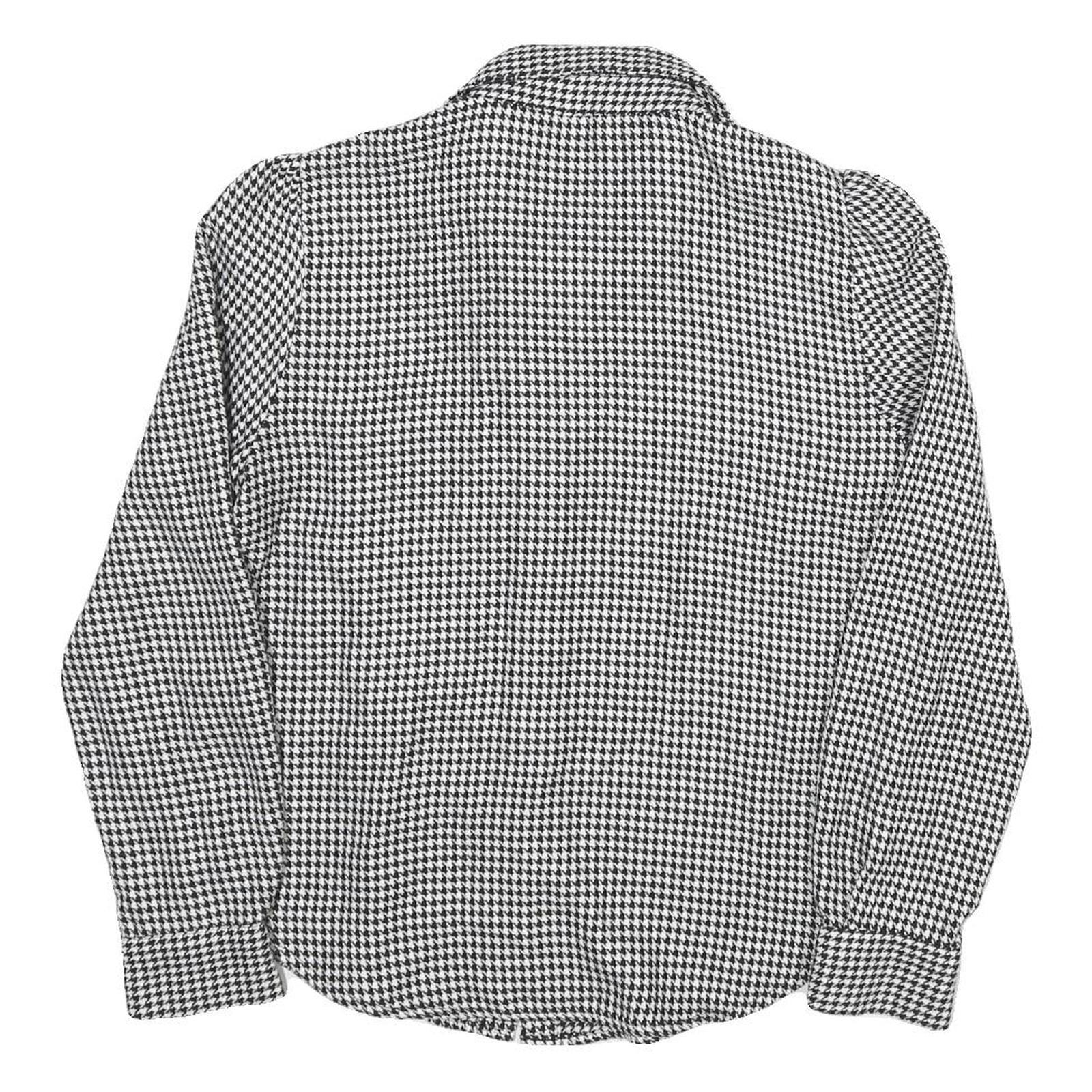 ZARA Womens Black & White Printed Shirt Long Sleeve Collared S Houndstooth