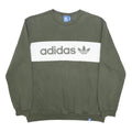 ADIDAS Mens Green Crew Neck XL Logo Print Cotton Blend Sweatshirt Pullover