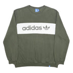 ADIDAS Mens Green Crew Neck XL Logo Print Cotton Blend Sweatshirt Pullover