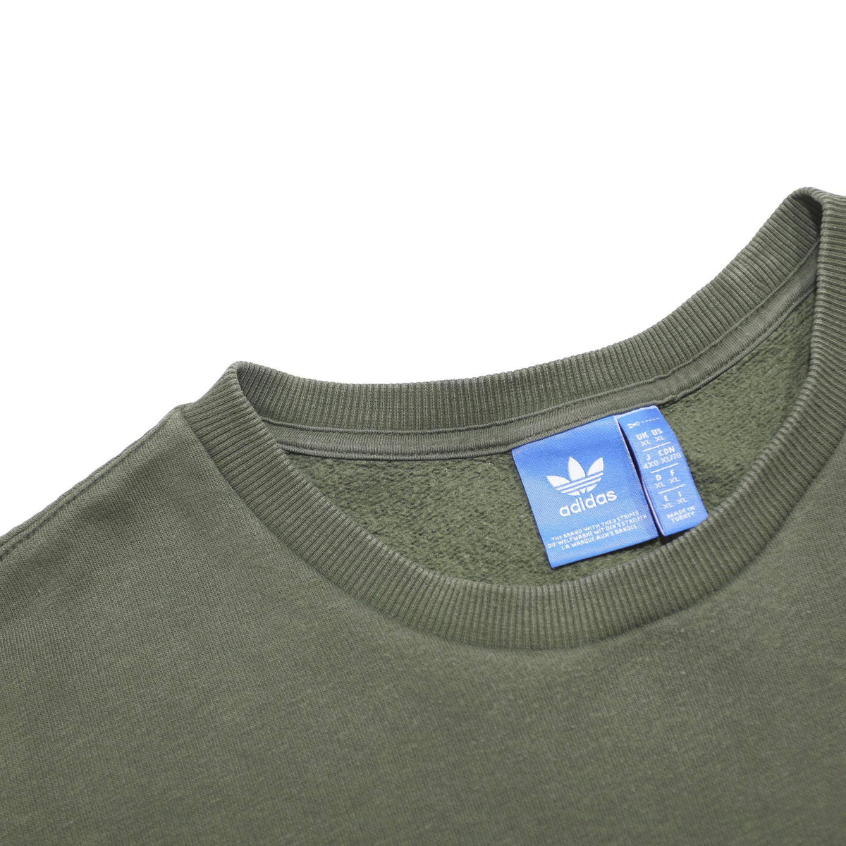 ADIDAS Mens Green Crew Neck XL Logo Print Cotton Blend Sweatshirt Pullover