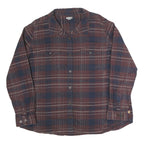 CARHARTT Womens Brown & Blue Plaid Cotton Blend Shirt 2XL Long Sleeve Button