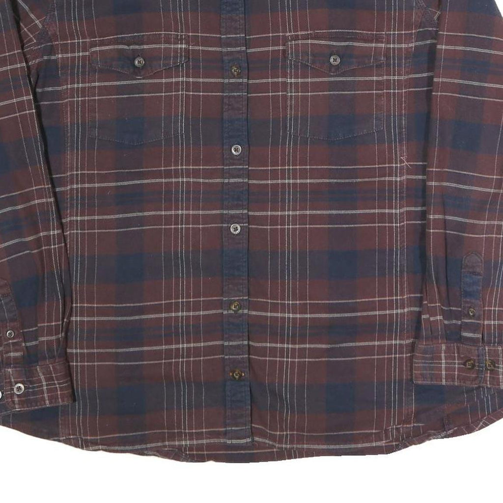 CARHARTT Womens Brown & Blue Plaid Cotton Blend Shirt 2XL Long Sleeve Button