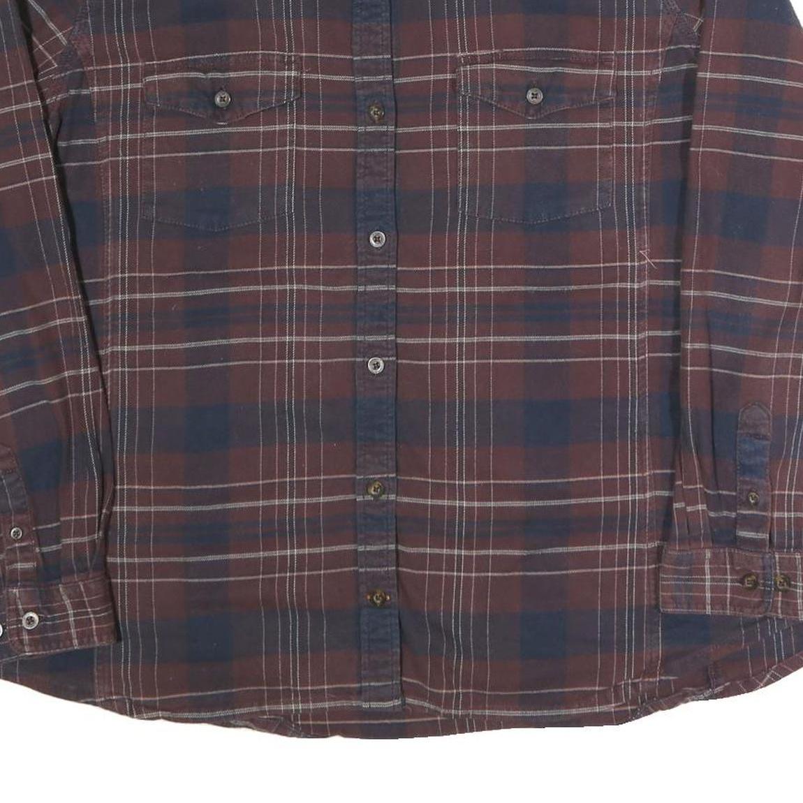 CARHARTT Womens Brown & Blue Plaid Cotton Blend Shirt 2XL Long Sleeve Button