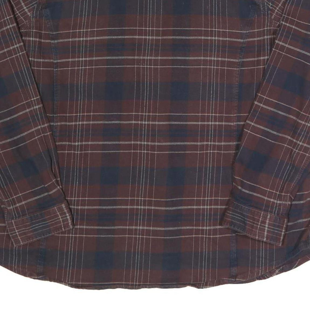 CARHARTT Womens Brown & Blue Plaid Cotton Blend Shirt 2XL Long Sleeve Button