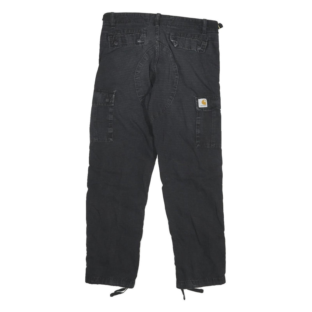 CARHARTT Mens Cotton Blend Black Regular Cargo Trousers W30 L28 Workwear
