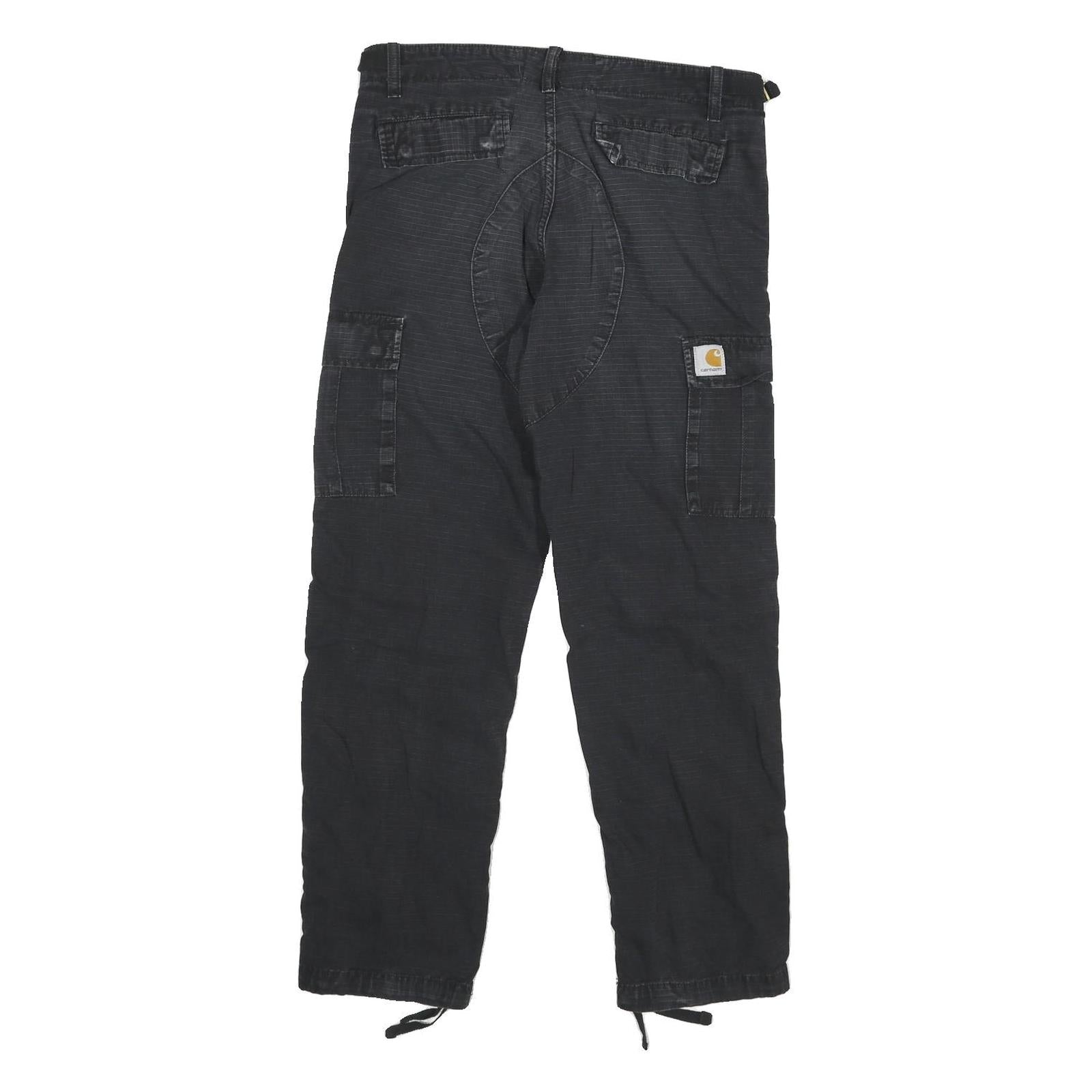 CARHARTT Mens Cotton Blend Black Regular Cargo Trousers W30 L28 Workwear