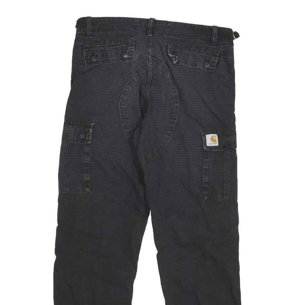 CARHARTT Mens Cotton Blend Black Regular Cargo Trousers W30 L28 Workwear
